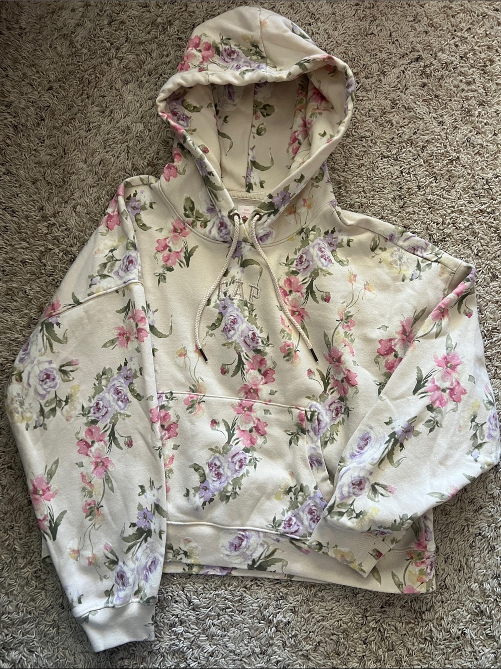 NWOT Gap x LoveShackFancy Cream floral hoodie sweatshirt
